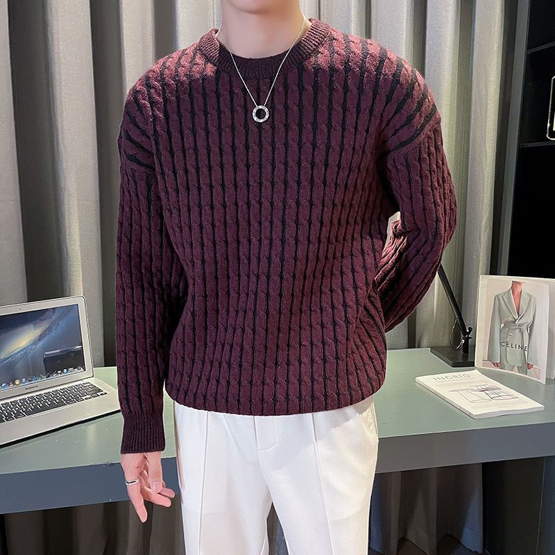 Ribbed Knit Sweater - Мужской плотный свитер, осенне-зимняя плотная одежда