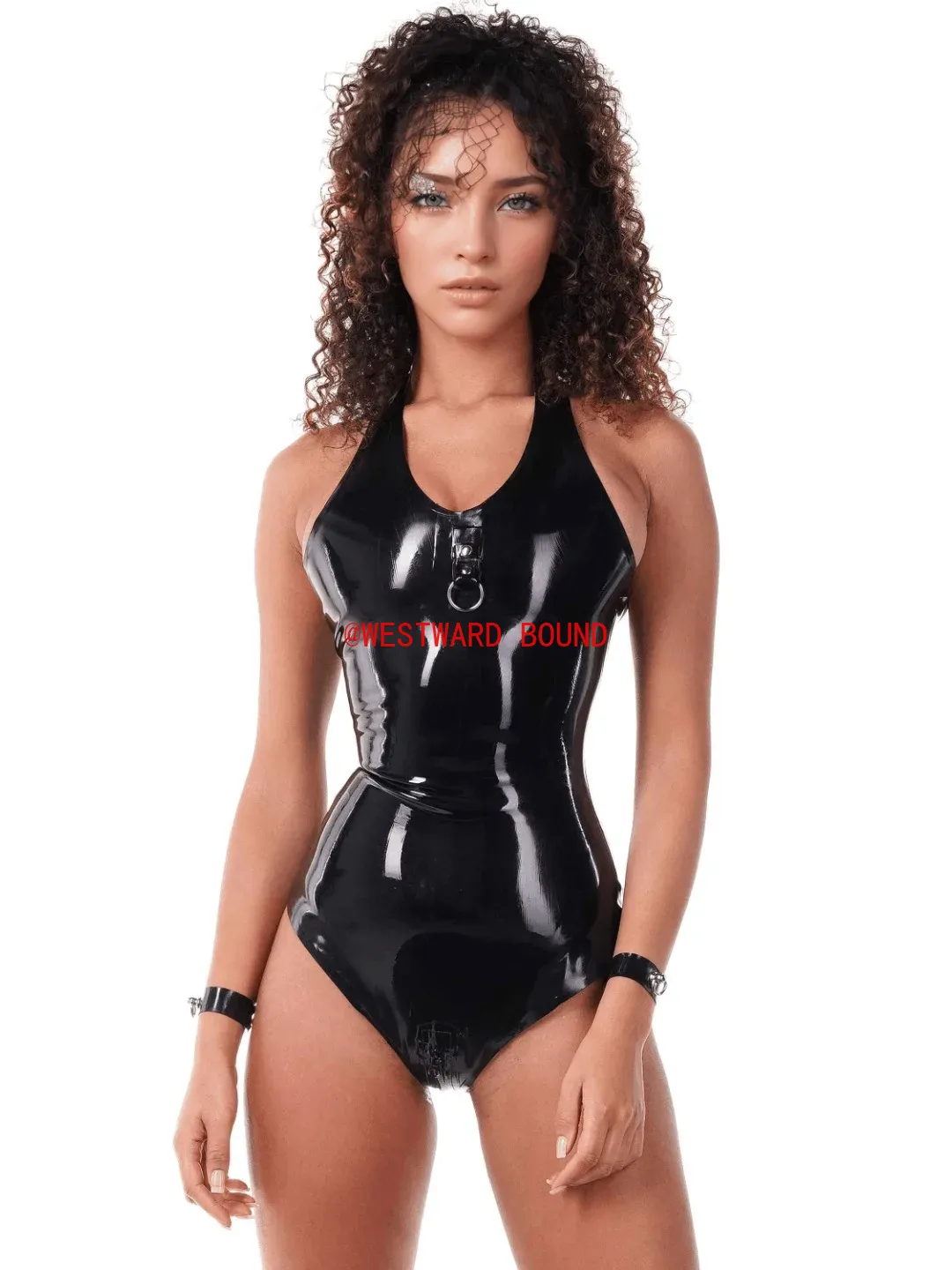 Sleeveless Jumpsuit - Сексуальное черное латексное боди с лямкой