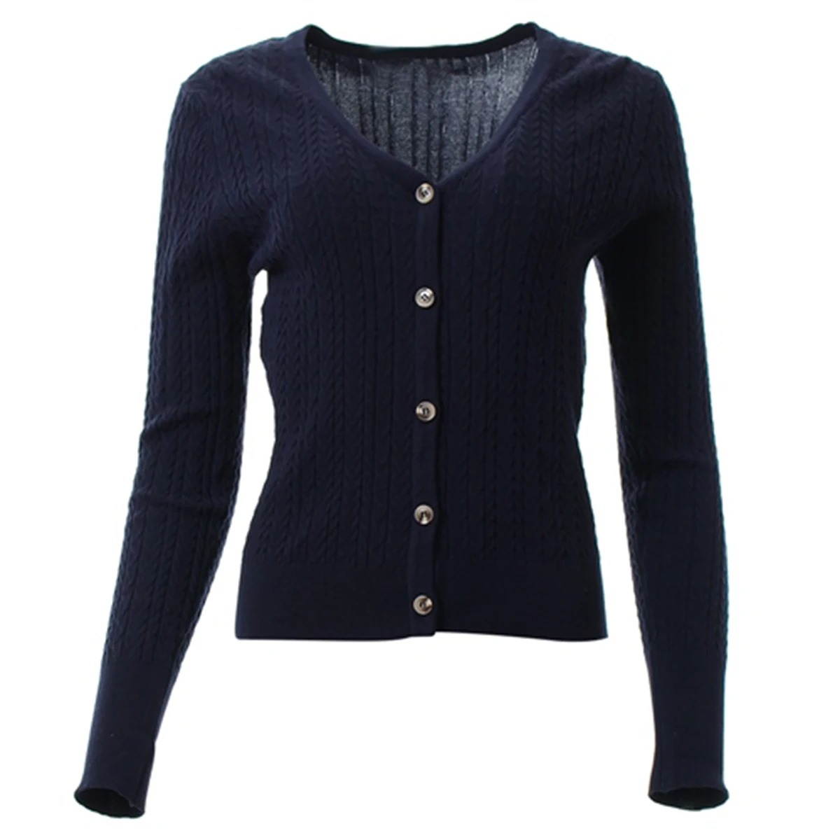 Ribbed Knit Sweater - Женский эластичный вязаный кардиган больших размеров
