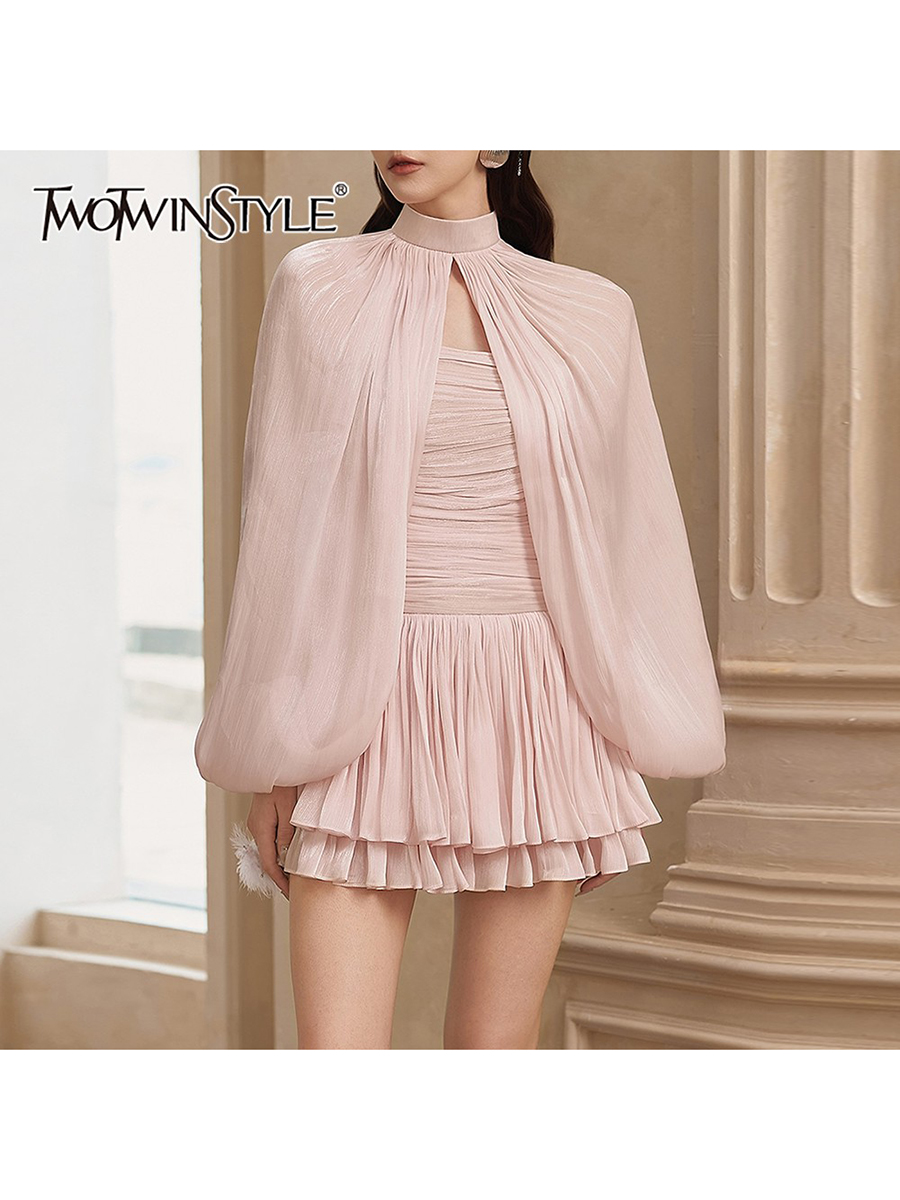 Ruched Dress Mini - Комплект TWOTWINSTYLE: топ с воротником-стойкой и