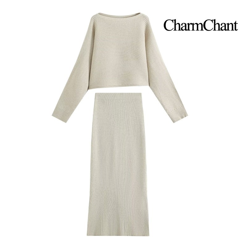 Ribbed Knit Sweater - CHARMCHANT Женский комплект из двух предметов: