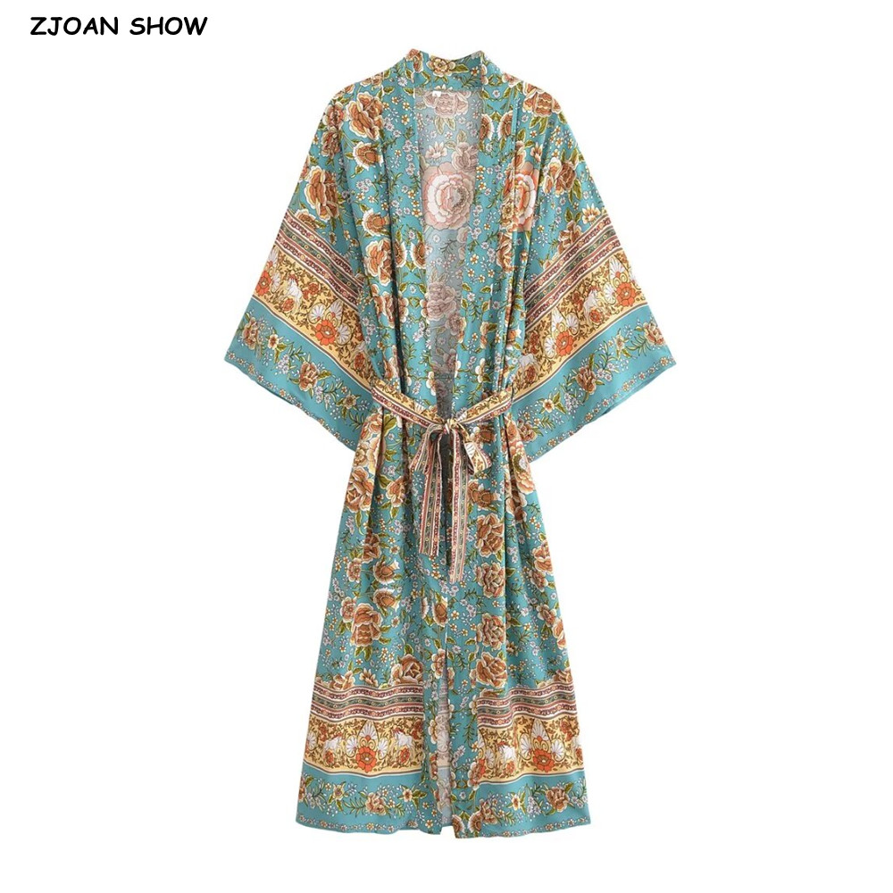Kimono Cardigan Women - Праздничная женская рубашка-кимоно с зеленым цветочным