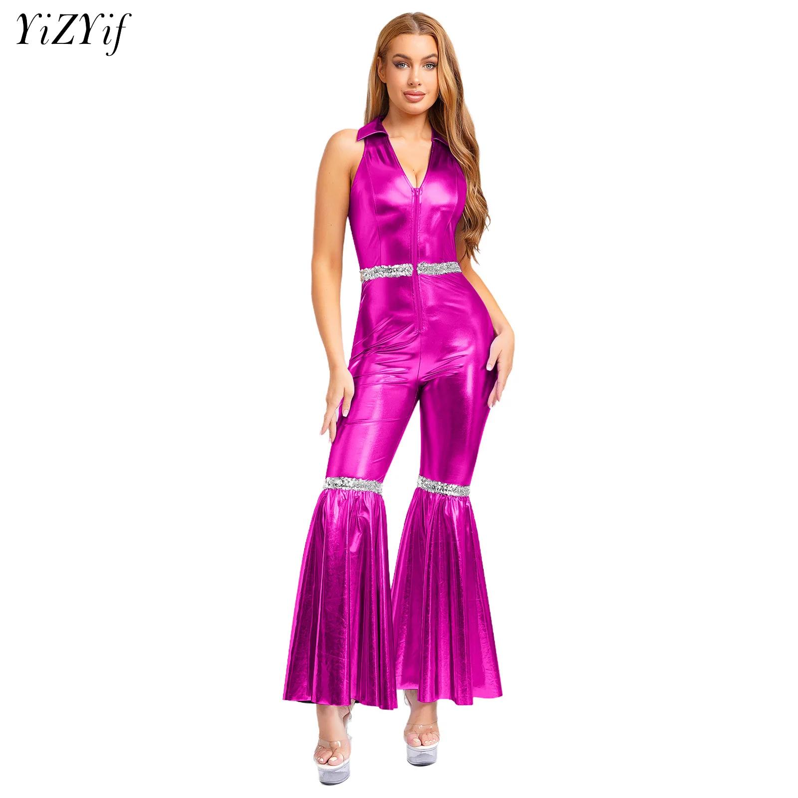 Sleeveless Jumpsuit - Женское боди в стиле диско 70-х