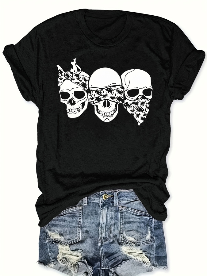 Women'S Fashion Trends Summer 2025 - Футболка с рисунком Happy Cartoon Skull,
