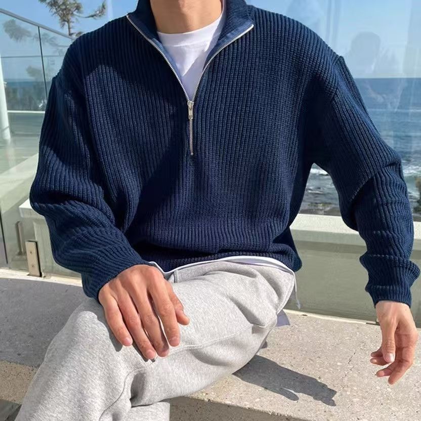 Осенне-зимняя мужская вязаная  – обзор и цена Ribbed Knit Sweater